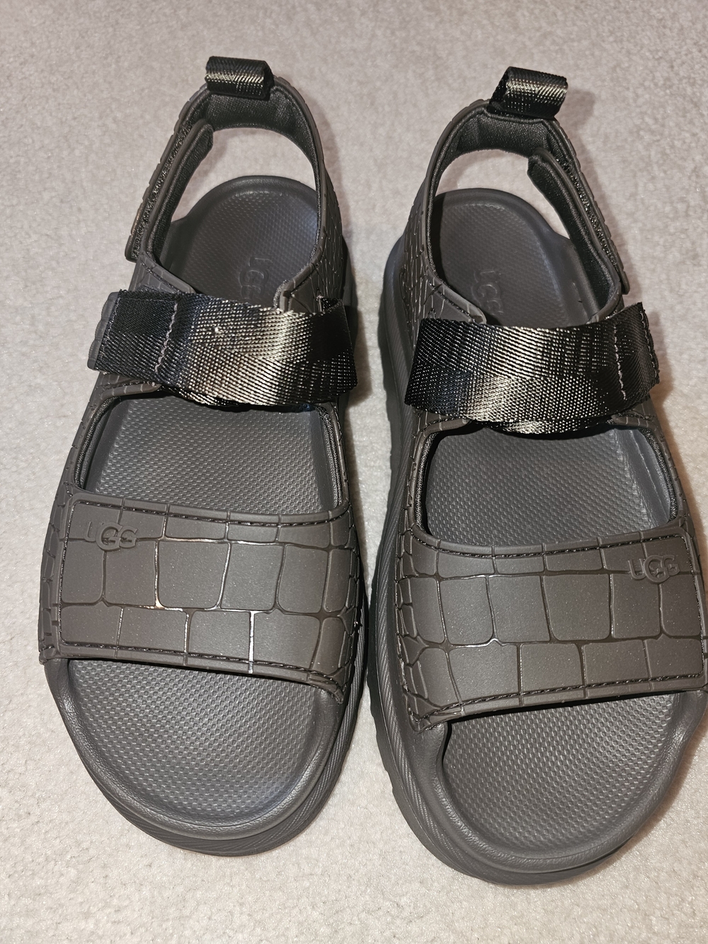 UGG Goldenglow Brown Textured Strap Sandals